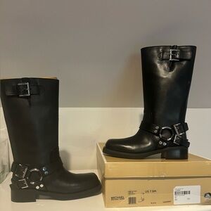 Michael Kors Black Leather Moto Boot